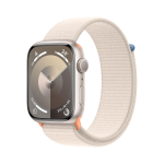 Apple Watch Series 9 (GPS) - 45 mm - starlight aluminum - smartwatch con sport loop - nylon morbido a doppio strato - starlight - 64 GB - Wi-Fi, UWB, Bluetooth - 38.7 g